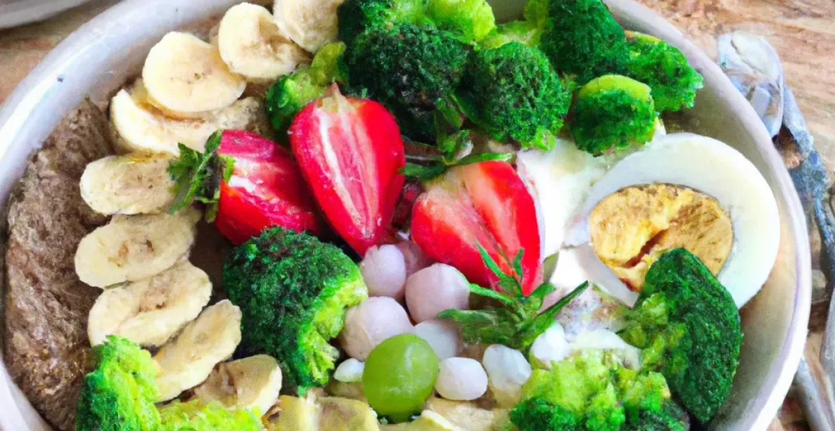 Desayuno Saludable con Brócoli, Pan, Avena y Frutas Frescas