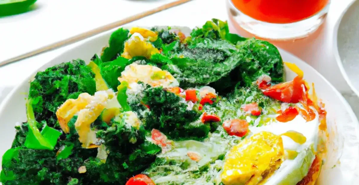 Desayuno Saludable con Espinacas, Brócoli y Salsa de Tomate