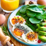 Desayuno Saludable con Huevo, Espinacas, Calabacín y Frutos Secos