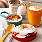 Desayuno Saludable con Huevo, Pimientos y Yogurt