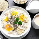 Desayuno Saludable con Patatas, Pan, Avena y Yogurt
