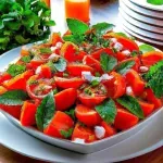 Ensalada de Tomate, Brotes, Pimientos y Albahaca Fresca