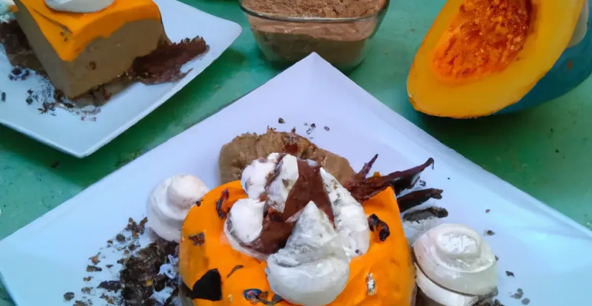 Postre de Yogurt, Chocolate, Nata y Calabaza