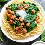Receta de Espaguetis con Espinacas, Garbanzos y Carne